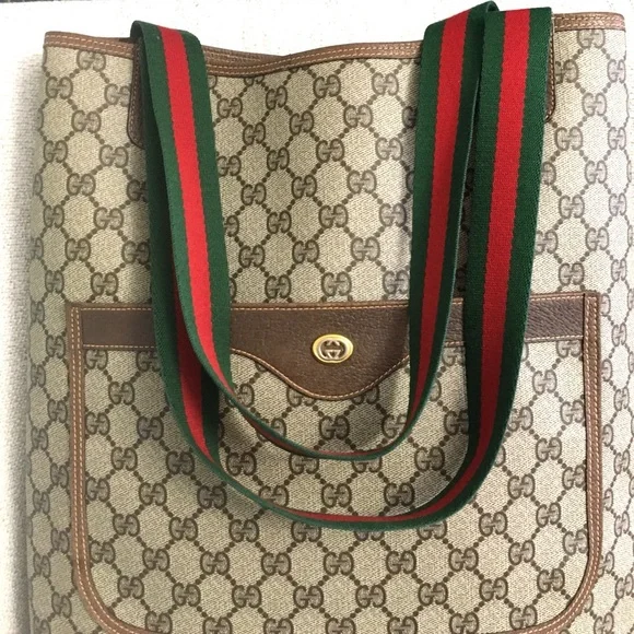 Gucci authentic brown monogram coated canvas tote bag - Picture 3 of 15